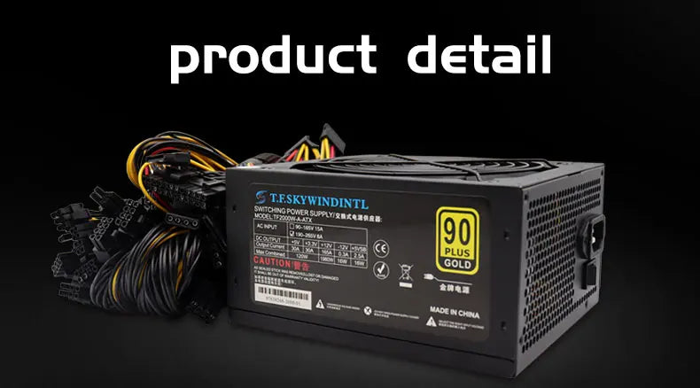T.F.SKYWINDINTL NEW 2000W ATX PSU Mining Power Supply PC Power Support 8 Display Cards GPU 95% Efficiency for BTC Bitcoin Miner