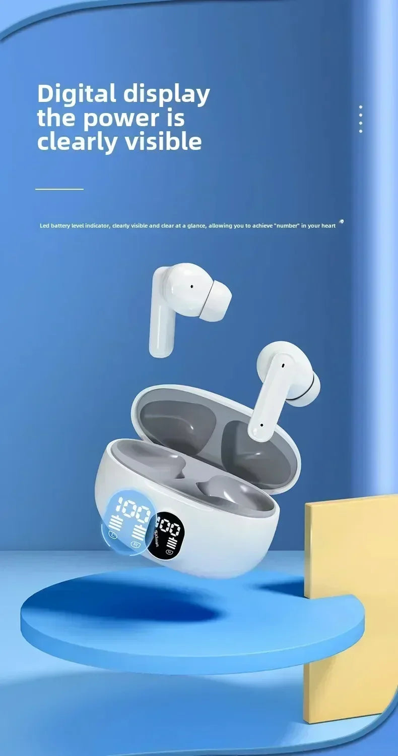 Fones de ouvido Bluetooth TWS sem fio, fones de ouvido intra-auriculares com microfone.